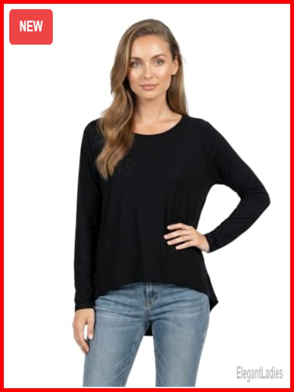 Hi Low Long Sleeve Tunic Top Micro Modal TENCEL Made in USA